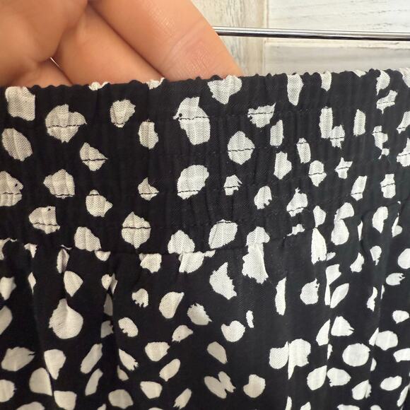 LOFT NWT Women's XL Polka Dot Black White A Line Midi Skirt Elastic Waist Lined - Picture 5 of 13
